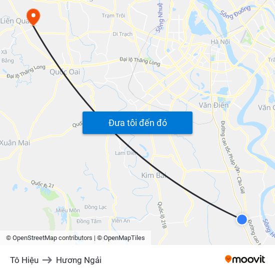 Tô Hiệu to Hương Ngải map