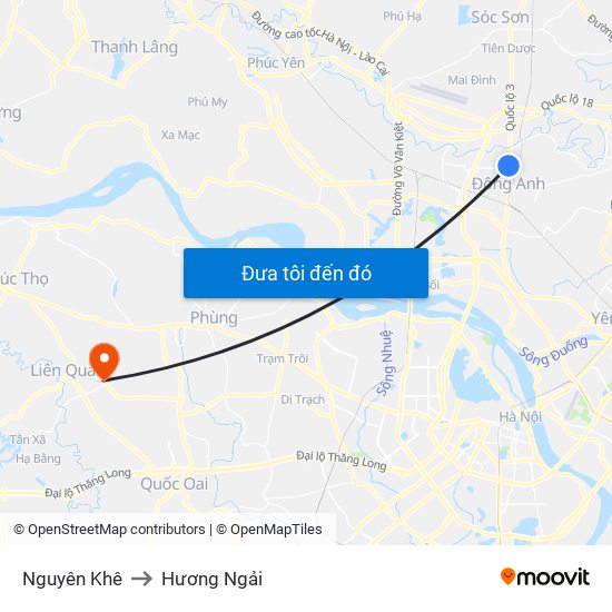 Nguyên Khê to Hương Ngải map