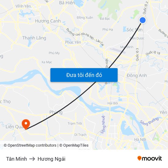 Tân Minh to Hương Ngải map