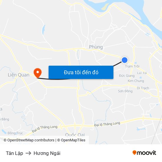 Tân Lập to Hương Ngải map