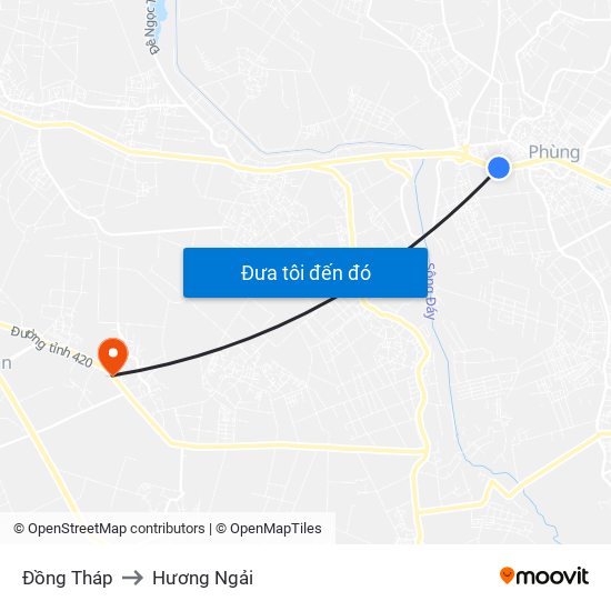 Đồng Tháp to Hương Ngải map