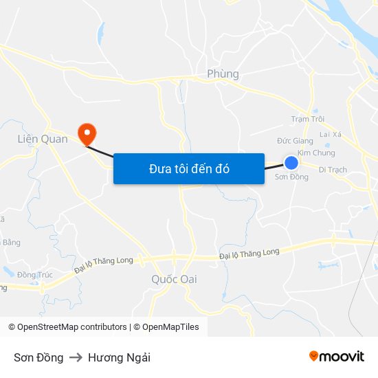 Sơn Đồng to Hương Ngải map