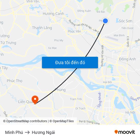 Minh Phú to Hương Ngải map