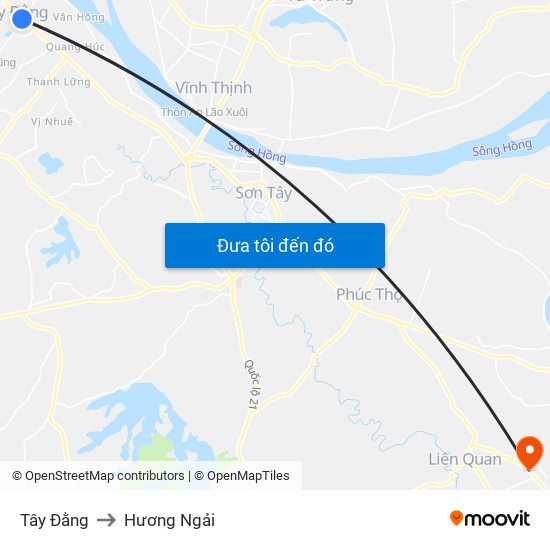 Tây Đằng to Hương Ngải map