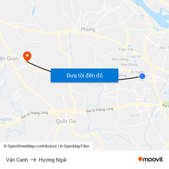 Vân Canh to Hương Ngải map