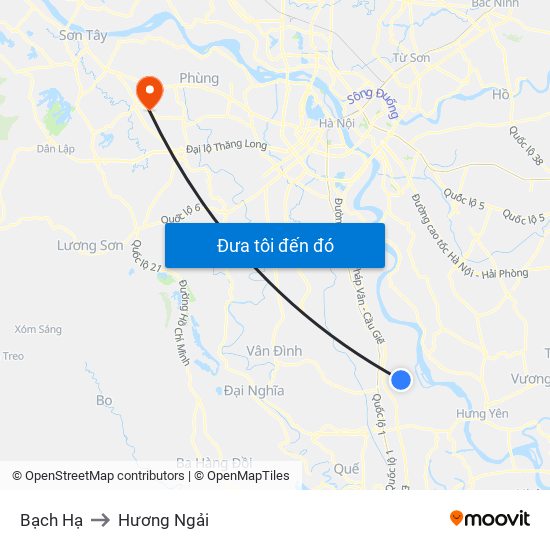 Bạch Hạ to Hương Ngải map