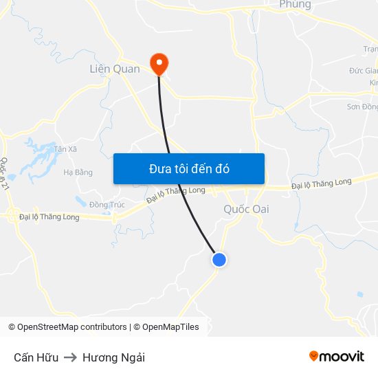 Cấn Hữu to Hương Ngải map