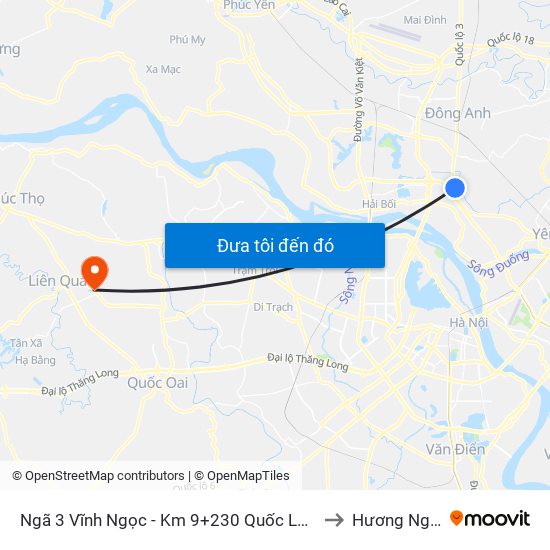 Ngã 3 Vĩnh Ngọc - Km 9+230 Quốc Lộ 3 to Hương Ngải map