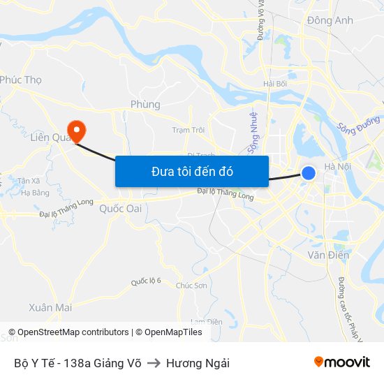 Bộ Y Tế - 138a Giảng Võ to Hương Ngải map