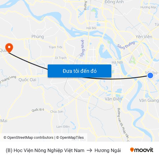 (B) Học Viện Nông Nghiệp Việt Nam to Hương Ngải map