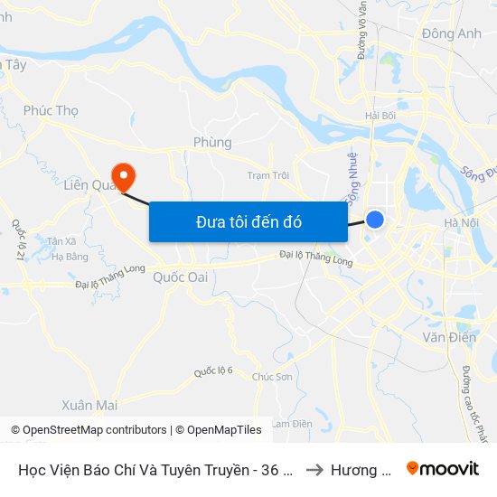 Học Viện Báo Chí Và Tuyên Truyền - 36 Xuân Thủy to Hương Ngải map