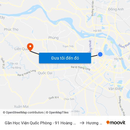 Gần Học Viện Quốc Phòng - 91 Hoàng Quốc Việt to Hương Ngải map