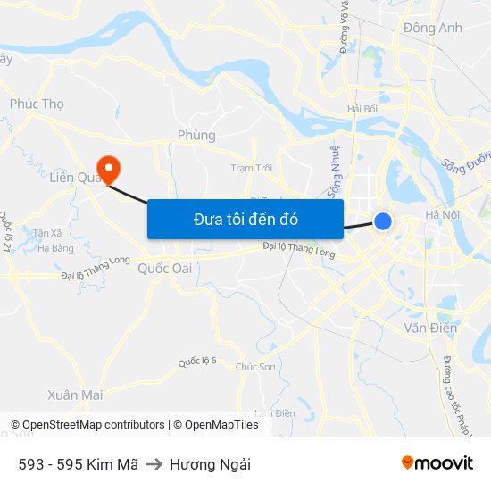 593 - 595 Kim Mã to Hương Ngải map