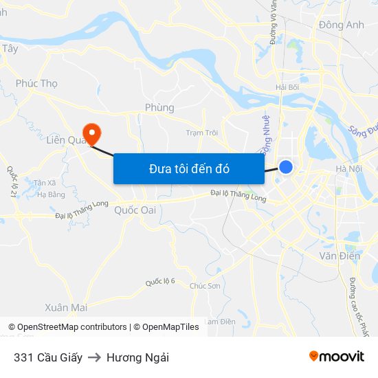 331 Cầu Giấy to Hương Ngải map