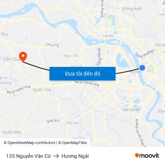 135 Nguyễn Văn Cừ to Hương Ngải map