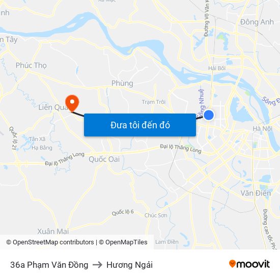 36a Phạm Văn Đồng to Hương Ngải map