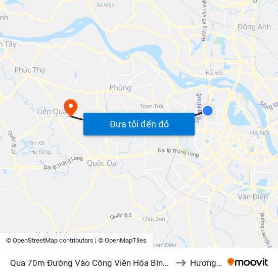 Qua 70m Đường Vào Công Viên Hòa Bình - Phạm Văn Đồng to Hương Ngải map