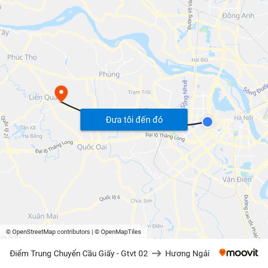 Điểm Trung Chuyển Cầu Giấy - Gtvt 02 to Hương Ngải map