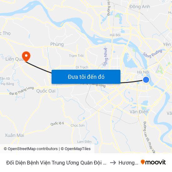 Đối Diện Bệnh Viện Trung Ương Quân Đội 108 - Trần Hưng Đạo to Hương Ngải map