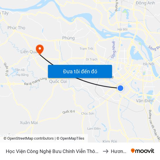 Học Viện Công Nghệ Bưu Chính Viễn Thông - Trần Phú (Hà Đông) to Hương Ngải map
