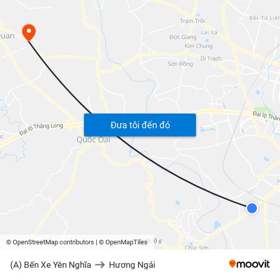 (A) Bến Xe Yên Nghĩa to Hương Ngải map