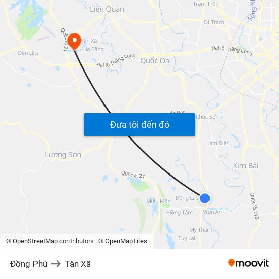 Đồng Phú to Tân Xã map