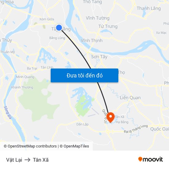 Vật Lại to Tân Xã map