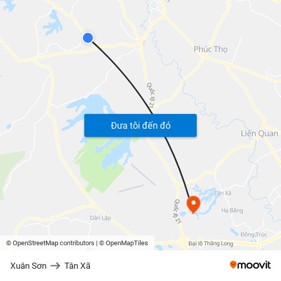 Xuân Sơn to Tân Xã map