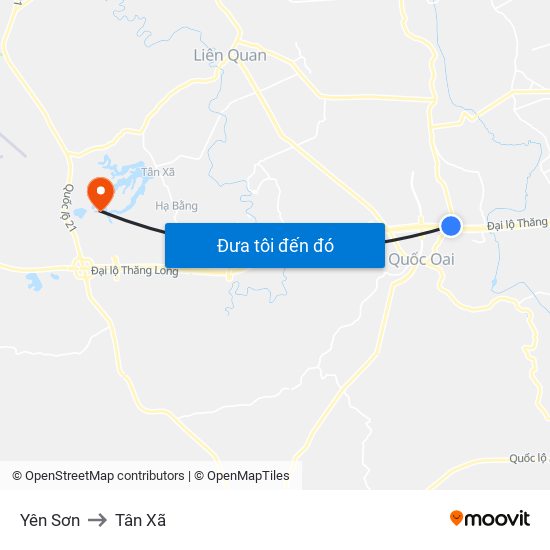 Yên Sơn to Tân Xã map