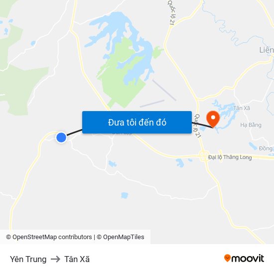 Yên Trung to Tân Xã map