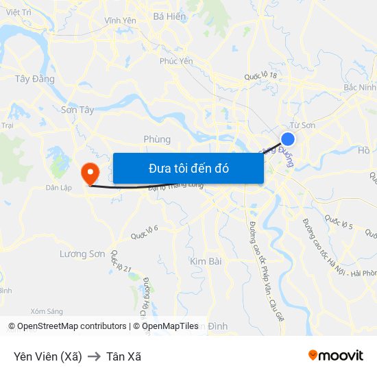 Yên Viên (Xã) to Tân Xã map