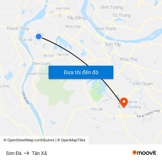 Sơn Đà to Tân Xã map