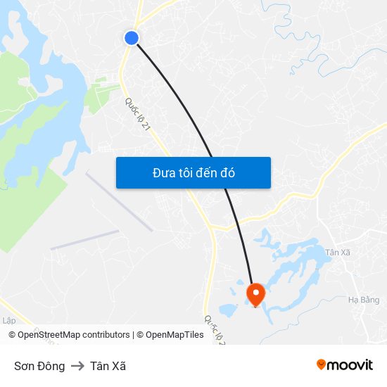 Sơn Đông to Tân Xã map