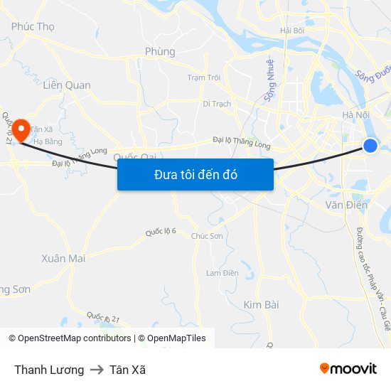 Thanh Lương to Tân Xã map