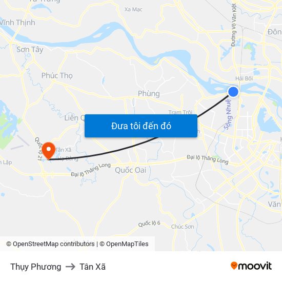 Thụy Phương to Tân Xã map