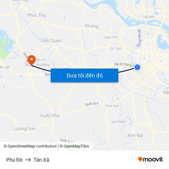 Phú Đô to Tân Xã map