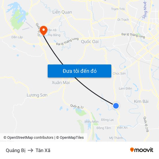 Quảng Bị to Tân Xã map