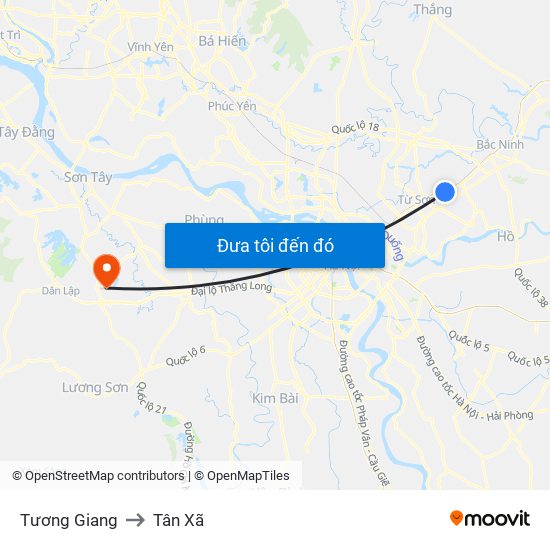Tương Giang to Tân Xã map