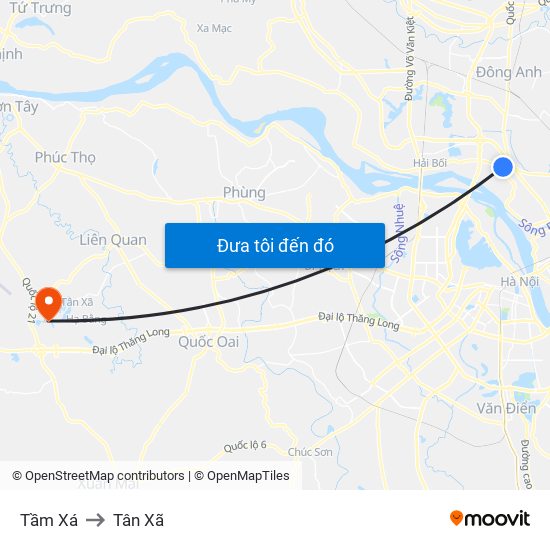 Tầm Xá to Tân Xã map