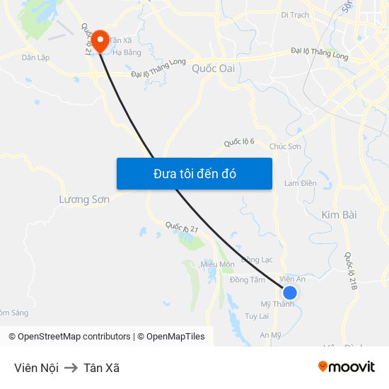 Viên Nội to Tân Xã map