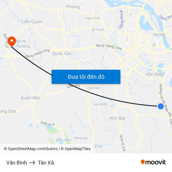 Văn Bình to Tân Xã map