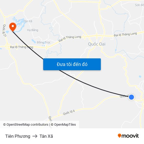 Tiên Phương to Tân Xã map