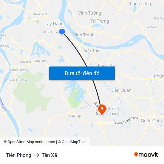 Tiên Phong to Tân Xã map