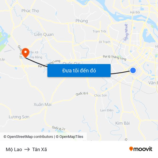 Mộ Lao to Tân Xã map