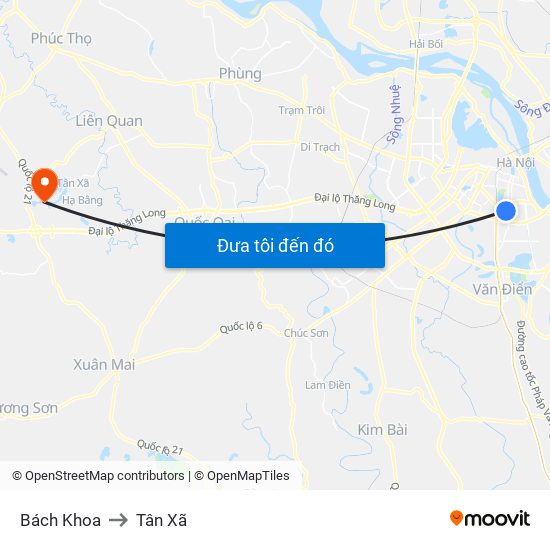 Bách Khoa to Tân Xã map