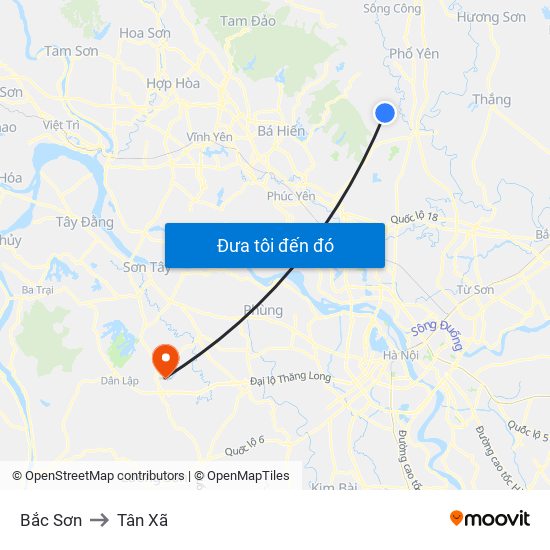 Bắc Sơn to Tân Xã map