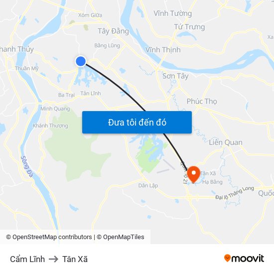 Cẩm Lĩnh to Tân Xã map