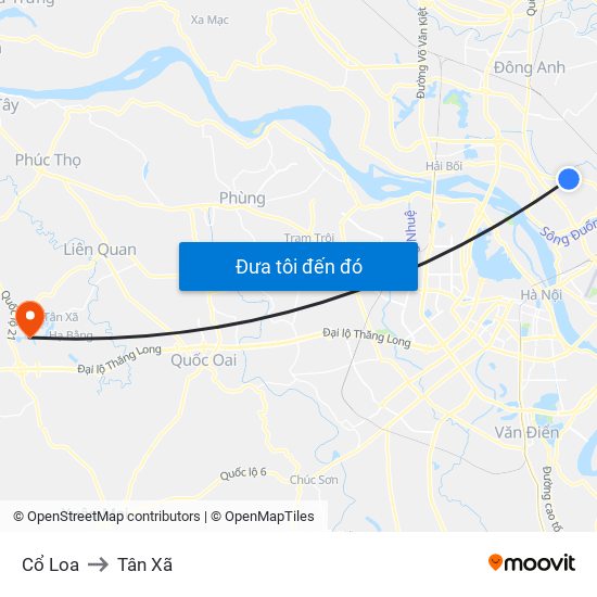 Cổ Loa to Tân Xã map