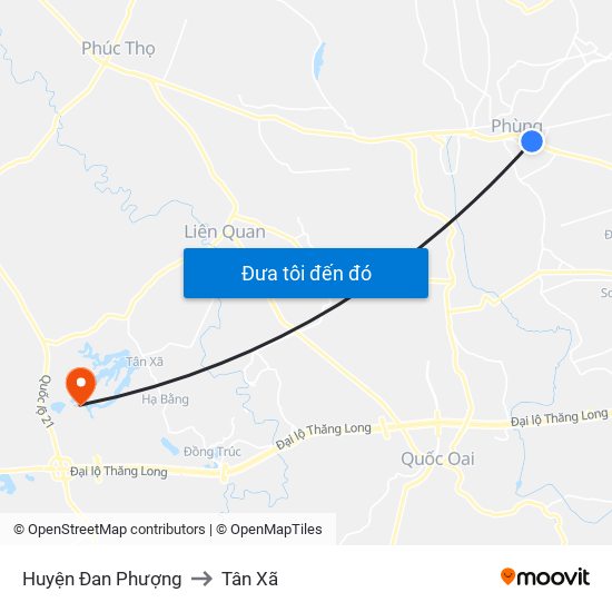 Huyện Đan Phượng to Tân Xã map