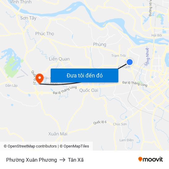 Phường Xuân Phương to Tân Xã map